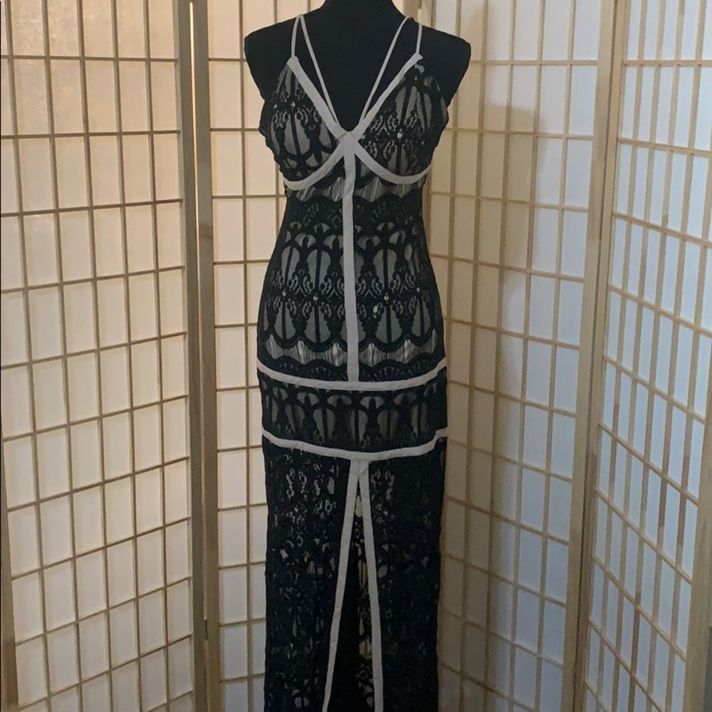 NWT Black lace dress with nude lining